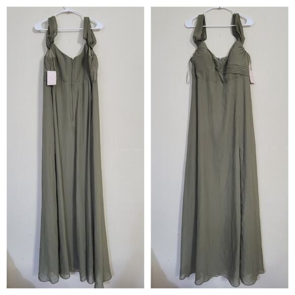 Birdy Grey Green Off-Shoulder Gown for Weddings - Picture 2 of 5